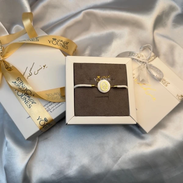 دستبند مادر طلا بیضی سنگ صدفی